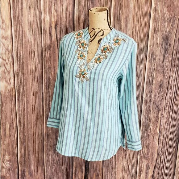 Soft Surroundings Beaded Embellished Top with pockets, Size PXS - Picture 2 of 15